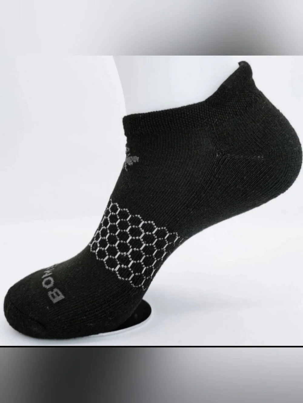 Bombas Ankle Socks Small 3 Pair Unisex Womens & Mens Honeycomb Black/Grey BNWT